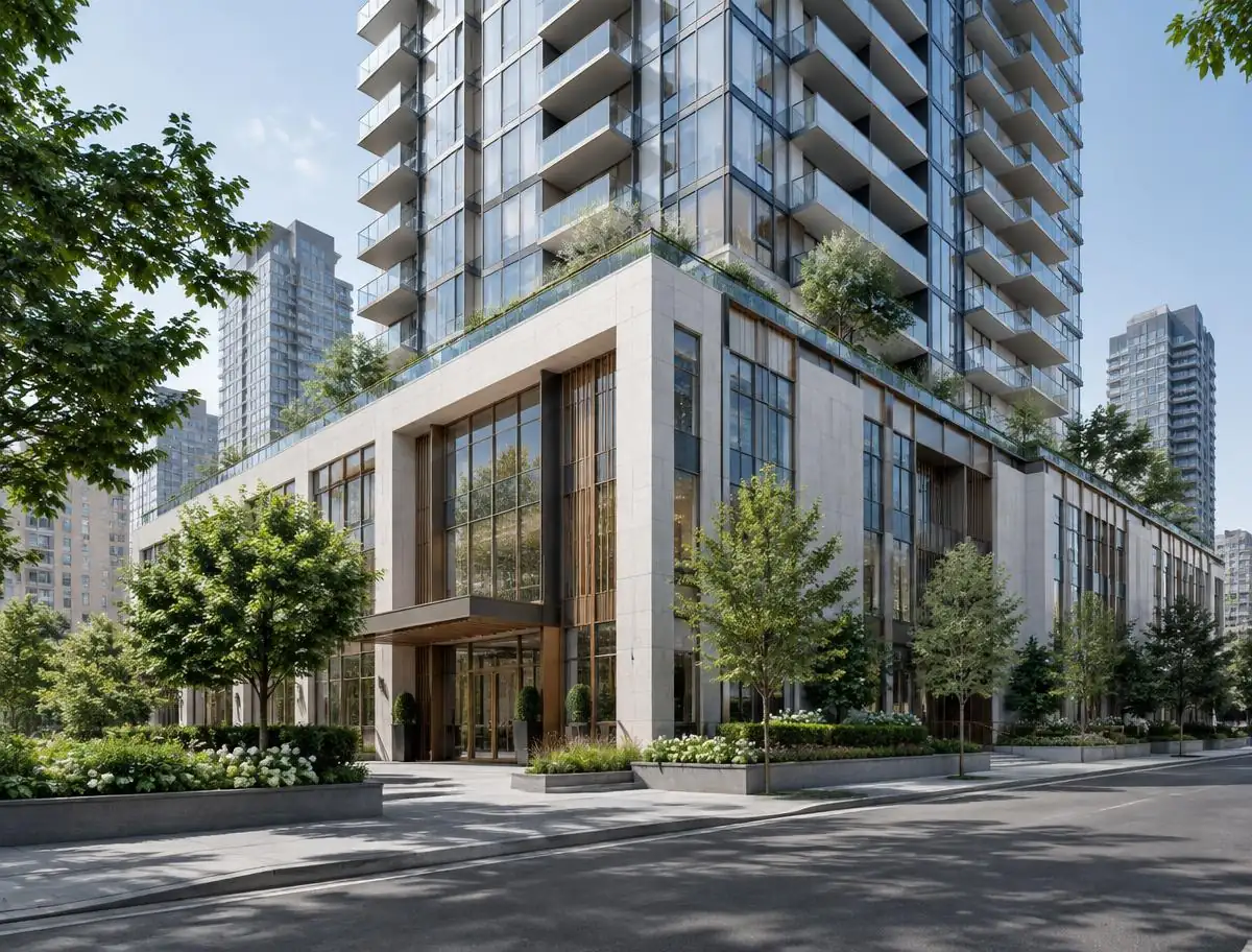 Contemporary GTA condominium entrance representing the developments Meshesha helps buyers evaluate